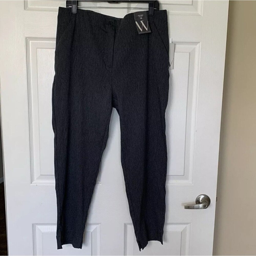 Worthington Slim Ankle Pants Womens 14 Gray High Rise Flat Front NWT